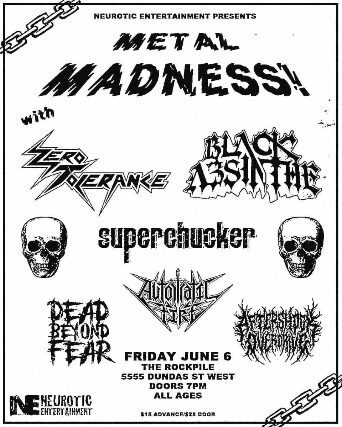 Black Absinthe, Zero Tolerance, Automatic Fire, Aftershock Overdrive, Dead Beyond Fear